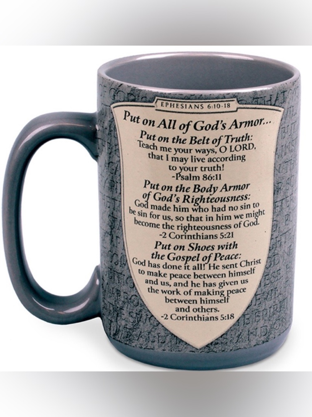 Inspirational 'Put on All of God's Armor' Ceramic Mug - Gray